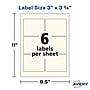 Avery Print-to-the-Edge Laser/Inkjet Rectangle Labels, 3" x 3 3/4", Pearlized Ivory, 48 Labels/Pack (22823)~#|#~47380D6F-C3E1-4766-A1F6E23B353F2BCE_sc7