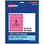 Avery Laser/Inkjet Rectangle Multipurpose Labels, 1.75" x 7.75", Bright Pink, 100/Pack (94232)~#|#~47395D29-BC49-4FCA-B0788E921244AFFC_sc7