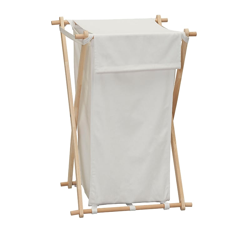 Household Essentials  X-Frame 1-Section Collapsible Hamper with Lid, Cotton, Natural (6789-1) image 1