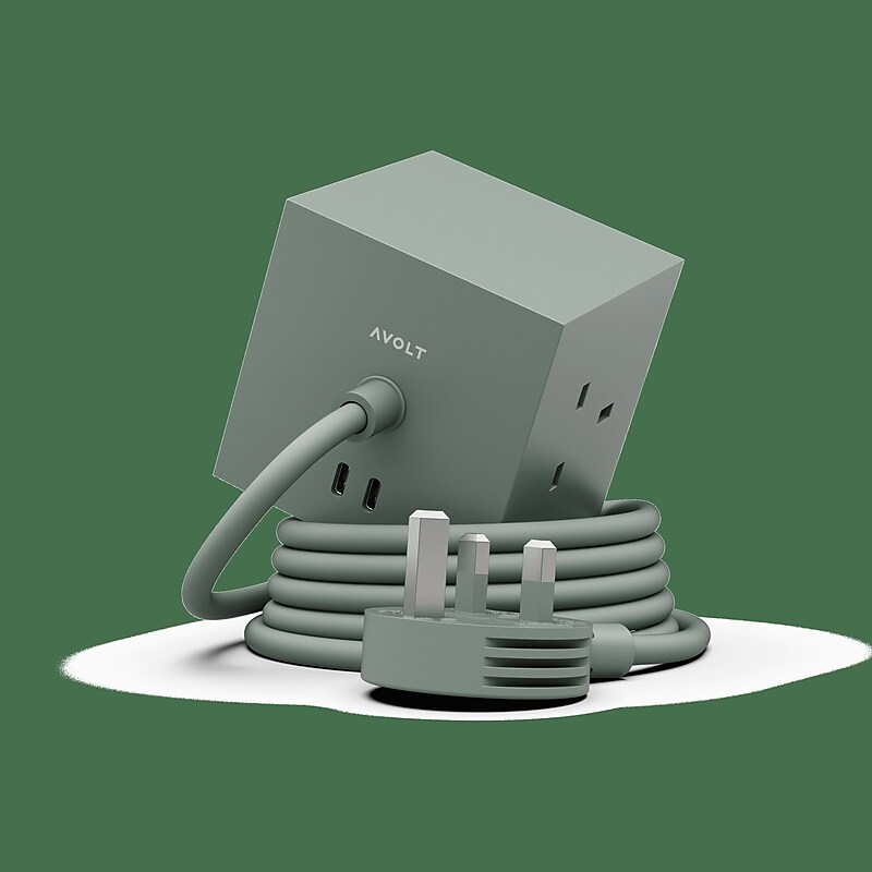 AVOLT 5.9' 3-Outlet Power Extender with USB-C, Green (SQ1-NABC30-18OG) image 1