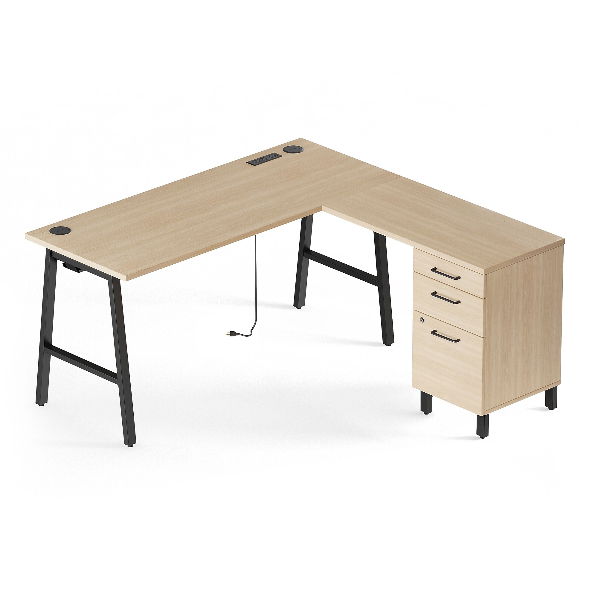 Union & Scale Essentials 60″W L-Shaped Desk, Natural (UN60420) Sansujyuku sansujyuku.com