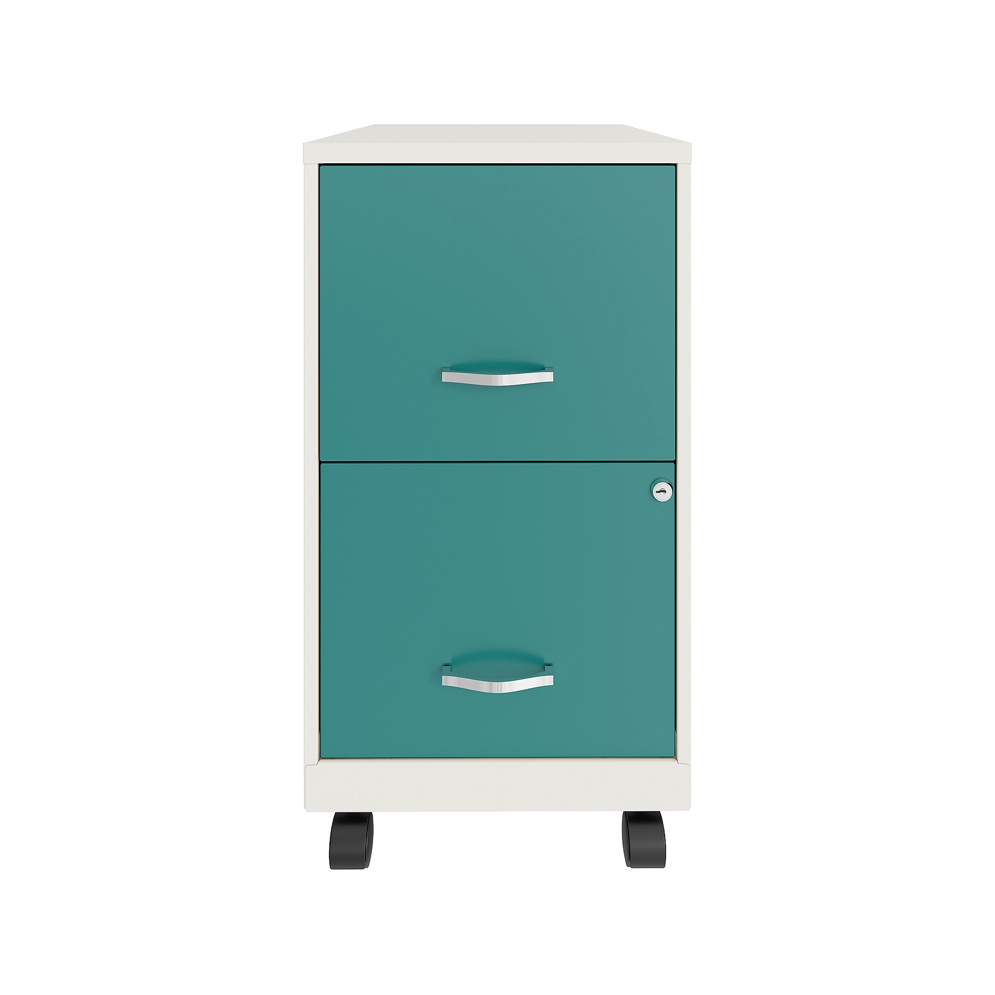 Space Solutions SOHO Smart File 2-Drawer Mobile Vertical File Cabinet, Letter Size, Lockable, Pearl White/Teal (25333) Sansujyuku sansujyuku.com