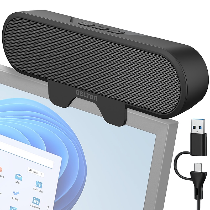 Delton P150 Clip-On 10-Watt Computer Speaker, USB-A, Black (DSP150C-U) image 1