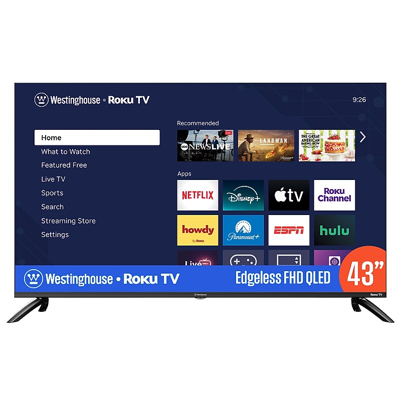 Westinghouse 43" FHD QLED Smart Roku TV, Black (WR43QE2350) image 1