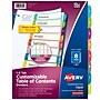 Avery Ready Index Table Of Contents Dividers, Multicolor Tabs, 1-8, Letter~#|#~sp40526487_sc7