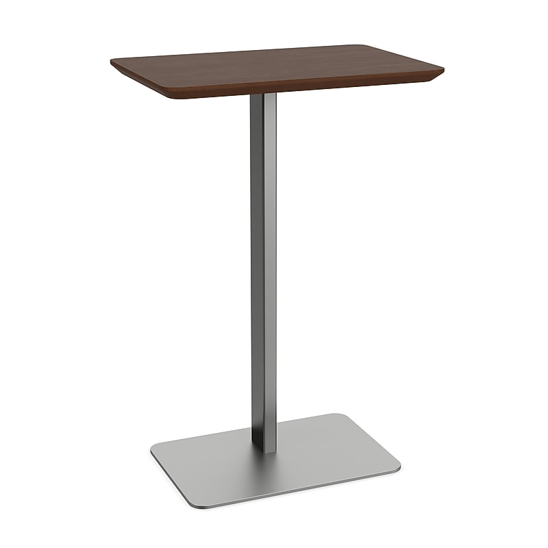 Lesro Luxe 18"W x 12"D Laminate Side Table, Riftwood Walnut/Silver (LX0080.SSV.TRW) image 1