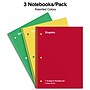 Staples 1-Subject Notebooks, 8" x 10.5", College Ruled, 70 Sheets, Assorted Colors, 3/Pack (ST58375C)~#|#~4760EF93-DE7D-4AAC-9BC0254808D83428_sc7