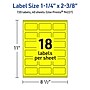 Avery Laser/Inkjet Rectangle Multipurpose Labels, 1-1/4" x 2-3/8", Neon Yellow, 720/Pack (94227)~#|#~4767BD98-E57C-4E07-9C7ED3B2AB2868A5_sc7
