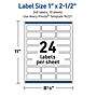 Avery Waterproof Rectangle Laser Multipurpose Labels, 1" x 2.5", White, 240/Pack (19479399248)~#|#~476E560B-A3D9-4872-938FD2FCEB70AE7C_sc7