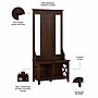 Bush Furniture Key West 66" Hall Tree with Shoe Storage Bench, Bing Cherry (KWS166BC-03)~#|#~477171B4-AA47-416C-88E26AF5542988B9_sc7