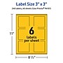 Avery Laser/Inkjet Square Multipurpose Labels, 3" x 3", Bright Yellow, 240/Pack (94101)~#|#~4776B97E-67F9-42B7-83BCC80E74B6CC1A_sc7