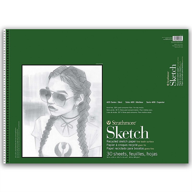 Strathmore 400 Series 18" x 24" Side-Wire Bound Sketch Paper Pad, 30 Sheets/Pad (STTP457181) image 1