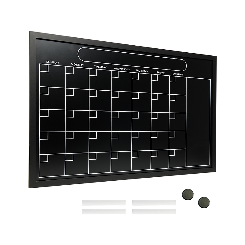 Excello Global Products Magnetic Calendar Chalkboard, Black/White, 20" x 30" (EGP-HD-0316) image 1