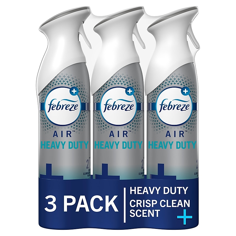 Febreze AIR Heavy-Duty Air Freshener Spray, Crisp Clean Scent, 8.8 fl. oz., 3/Pack (74601) image 1