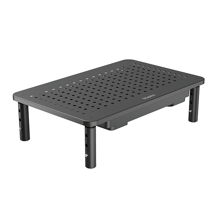 Staples TECH Adjustable Monitor Stand with Drawer, Black (ST62819