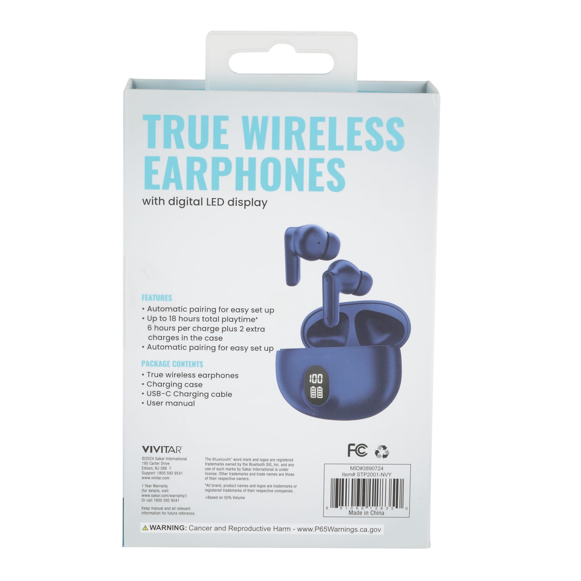 Vivitar True Wireless Earbuds, Bluetooth, Navy (STP2001-NVY) Sansujyuku sansujyuku.com