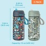 bentgo Plastic Water Bottle, 15 oz., Dinosaur/Dino Fossils, 2/Pack (BGKDWB2-4)~#|#~47A62DB0-F913-421F-B3ED95D2ED2C41C3_sc7