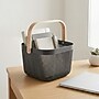 Simplify Small Mesh Storage Basket with Wooden Handle, Charcoal (30062-CHARC-ST)~#|#~47A95947-14ED-4FF7-94FEAE9D9160D95D_sc7