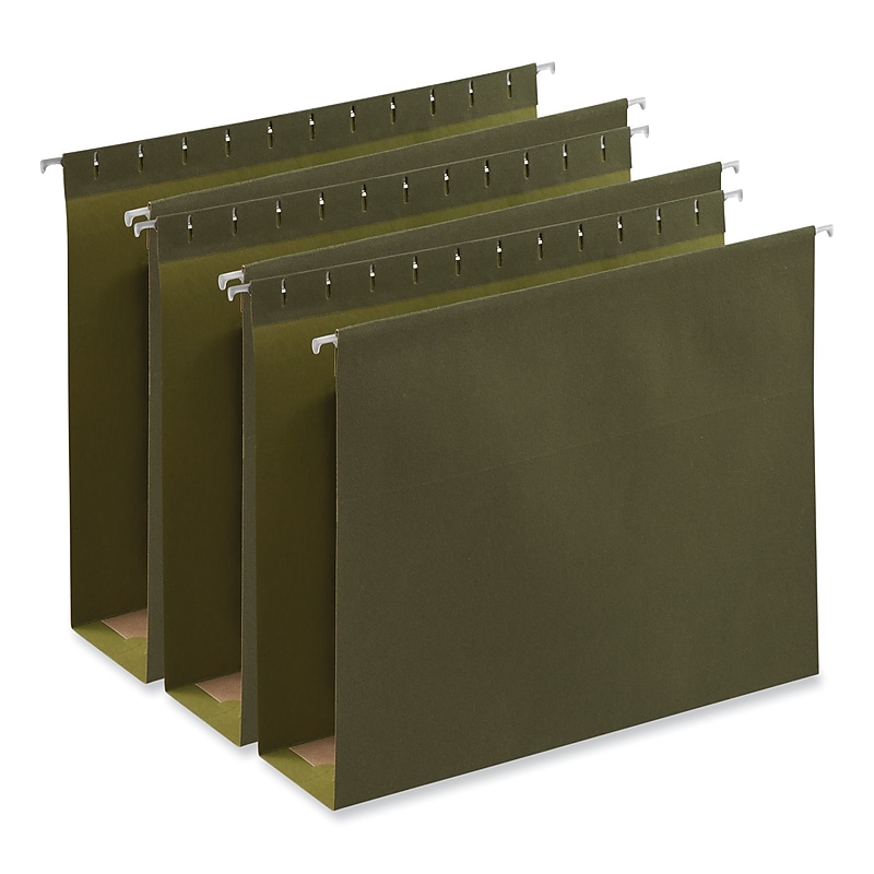 Universal Reinforced Recycled Hanging File Folder, Letter Size, Green, 25/Box (UNV14143) image 1