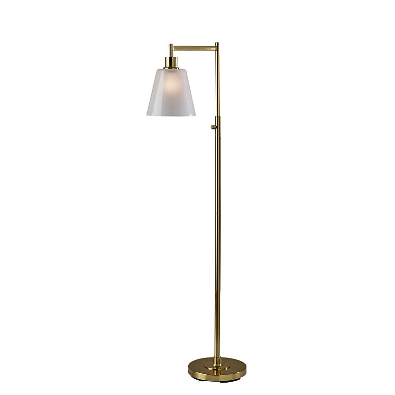 Adesso Gio 56"H Antique Brass Floor Lamp with White Glossed Glass Shade (3305-21) image 1