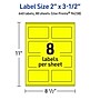 Avery Laser/Inkjet Rectangle Multipurpose Labels, 2" x 3.5", Neon Yellow, 640/Box (94238)~#|#~47C50641-4CFB-4B9E-9B7044D83AEB461E_sc7