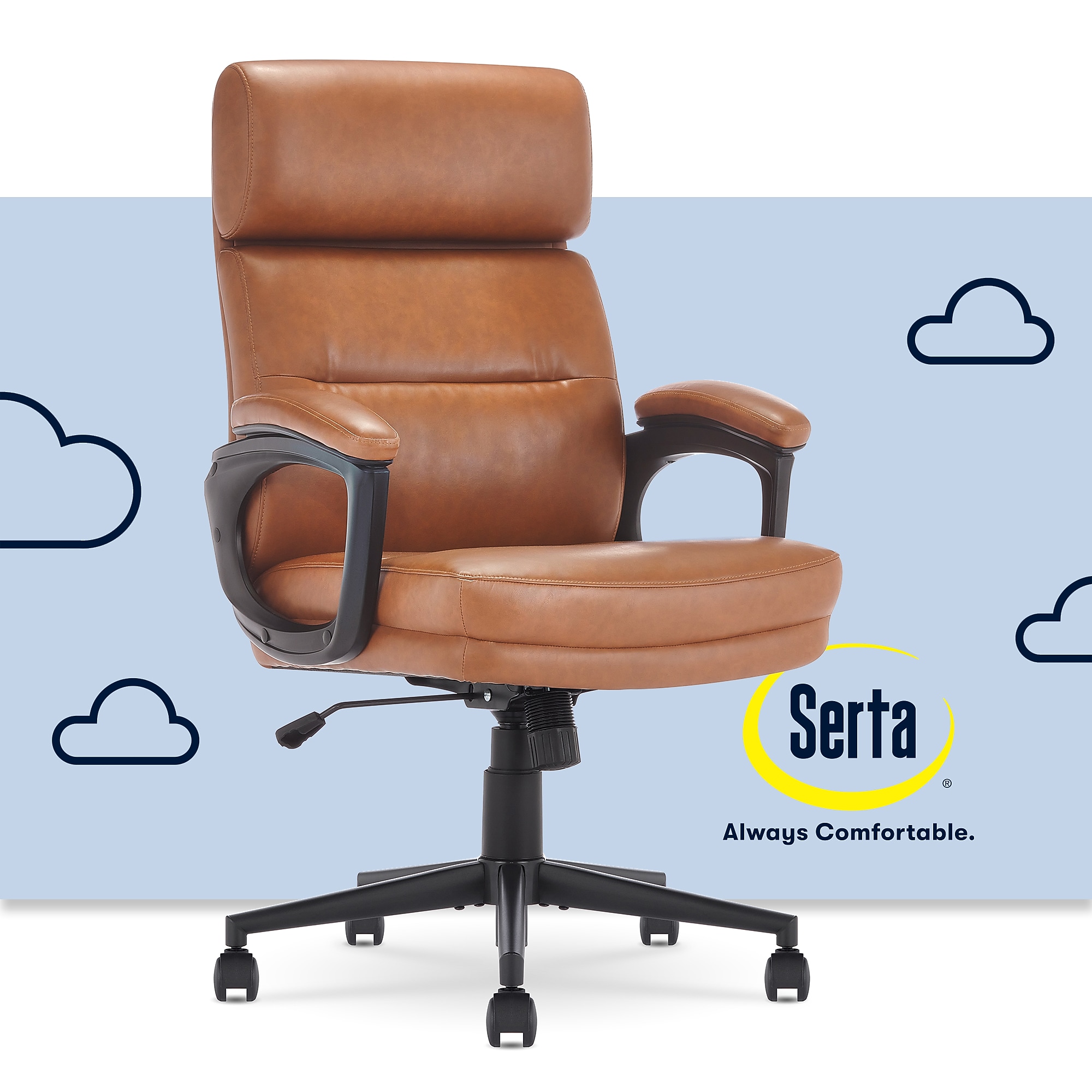 Serta Comfort Ergonomic Bonded Leather Swivel Executive Chair, Cognac (CHR10130D) Sansujyuku sansujyuku.com