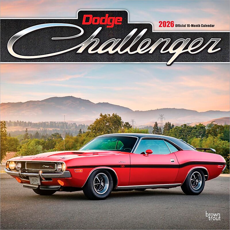 2026 BrownTrout Dodge Challenger 12" x 12"  Monthly, Paper Cover, Dodge Challenger (9798330707614) image 1