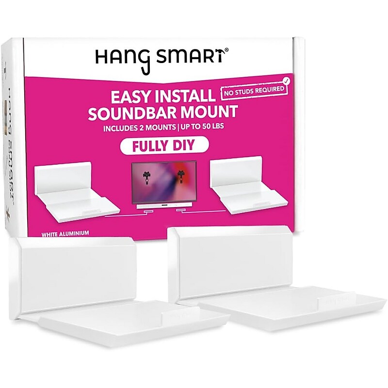 HangSmart No Stud DIY Sound Bar Mount, White (SM1004) image 1