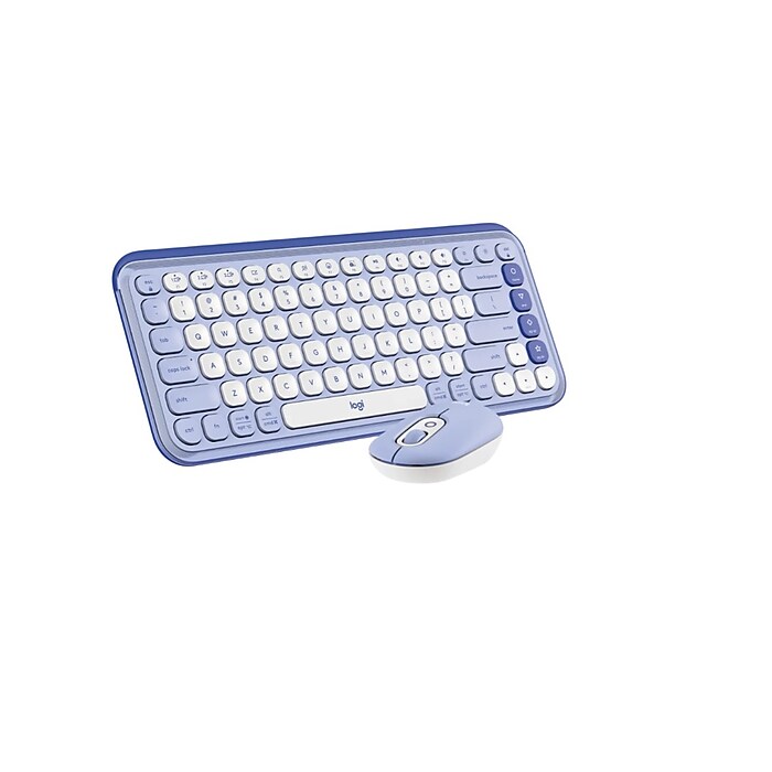 Logitech POP Icon Wireless Keyboard and Optical Mouse Combo, Lilac