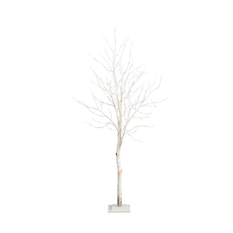 Nearly Natural 6-ft Pre-Lit Artificial White Birch Tree with 90 White LED Lights (T4931) image 1