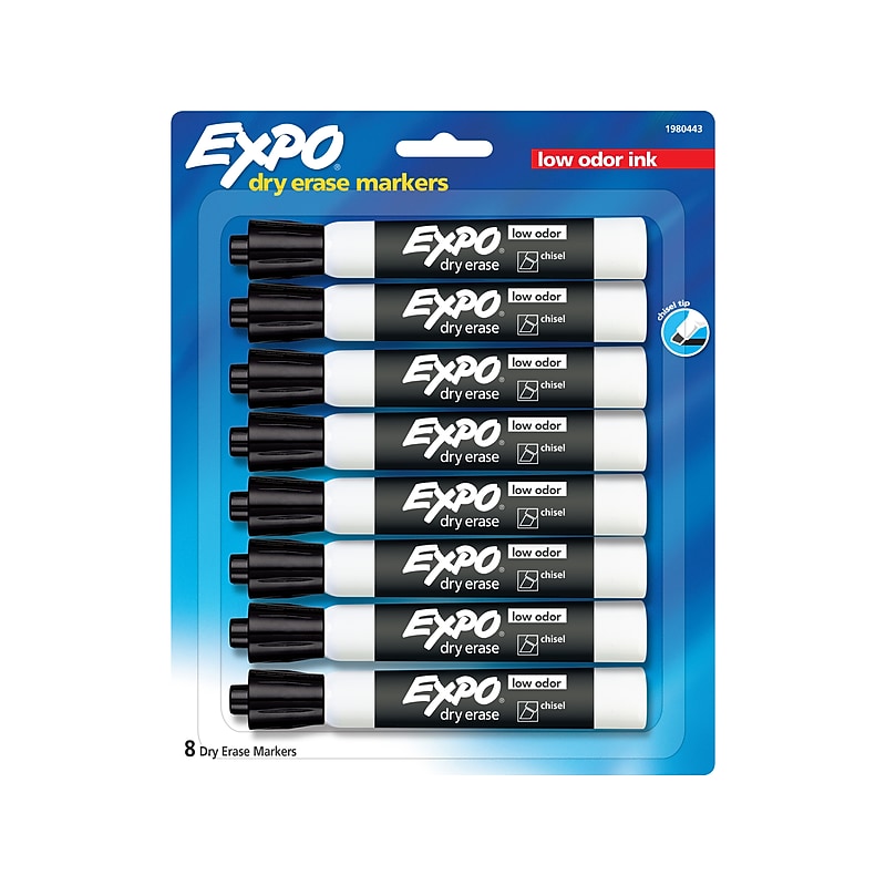 Expo Dry-Erase Markers, Chisel Tip, Black, 8/Pack (1980443) image 1