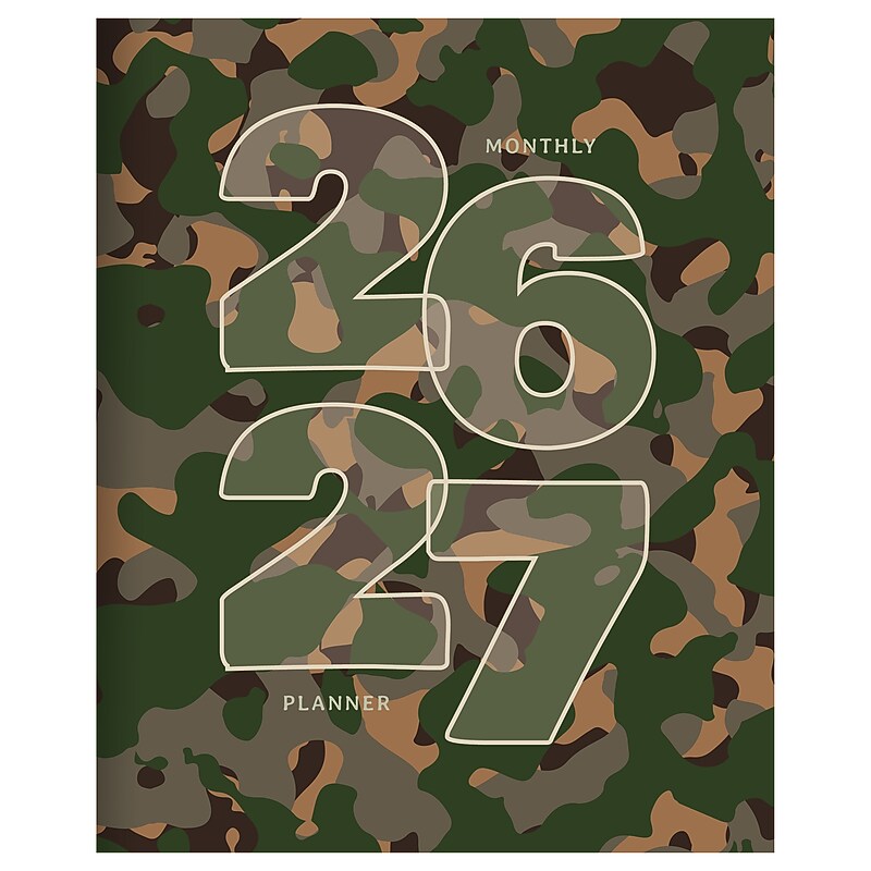 2026-2027 TF Publishing 6.5" x 8" Academic Monthly Planner, Paperboard Cover, Camo (AY27-4200) image 1