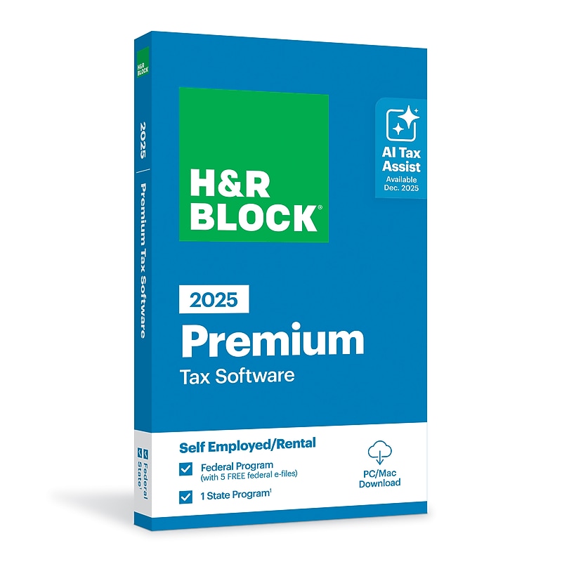 H&R Block 2025 Premium Tax Software for 1 User, PC/Mac, Product Key Card (1536600-25) image 1