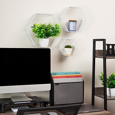 Mind Reader Metal Honeycomb Hexagon Floating Shelves - Thumbnail 5