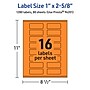 Avery Rectangle Multipurpose Labels, 1" x 2-5/8", Bright Orange, 1280/Box (94201)~#|#~4804DA24-8301-4C71-89213DBFBA1894E2_sc7