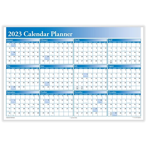 2023 ComplyRight 24" x 36" Yearly Dry Erase Wall Calendar, Reversible, Blue  (J0056BL) | Staples