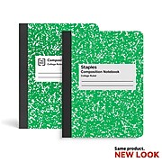 Staples Composition Notebook, 7.5" x 9.75", College Ruled, 100 Sheets, Green/White (TR55066)