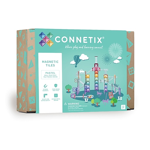 Connetix Magnetic Tiles Pastel Ball Run Pack, 106 Pieces