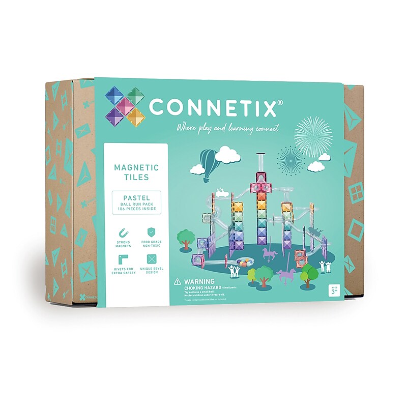 Connetix Magnetic Tiles Pastel Ball Run Pack, 106 Pieces (CNTP00106BR) image 1