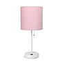 Creekwood Home Oslo 19.5" LED Table Lamp with USB Port, White Base/Light Pink Shade (CWT-2011-PO)~#|#~48259337-0C24-4947-B96119B05D89EBDA_sc7