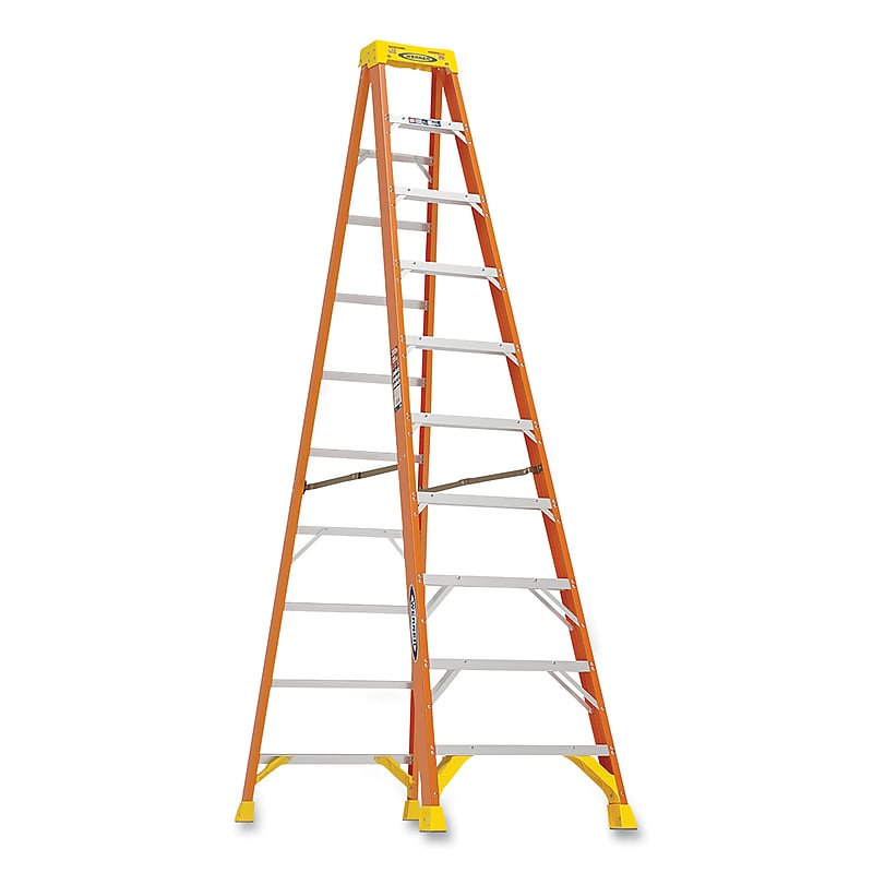 Werner 10' Fiberglass Step Ladder, 300 lbs. Capacity (6210) image 1