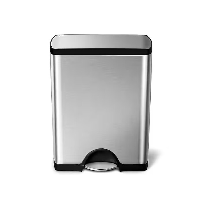 simplehuman Stainless Steel Trash Can, 13 Gallon, Silver (CW1816