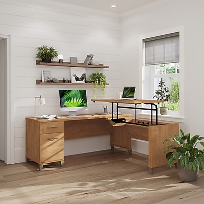 Bush Home Somerset L Shaped Desk with Hutch - Thumbnail 5