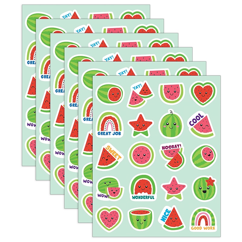 Teacher Created Resources Watermelon Smelly Stickers, Multicolored, 120/Pack, 6/Packs/Bundle (TCR9444-6) image 1