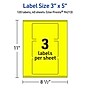 Avery Laser/Inkjet Multipurpose Rectangle Labels, 3" x 5", Neon Yellow, 120/Pack (94213)~#|#~483E21D7-0610-4819-9A73576C411361F3_sc7