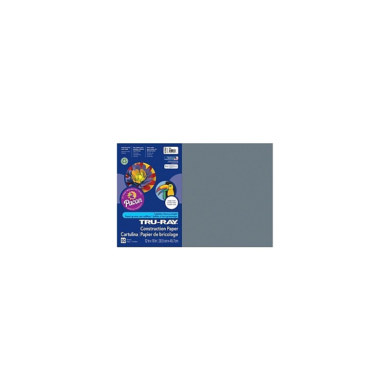 Southwest School Supply 12" x 18" Construction Paper, Slate, 50 Sheets/Pack (P103060) image 1