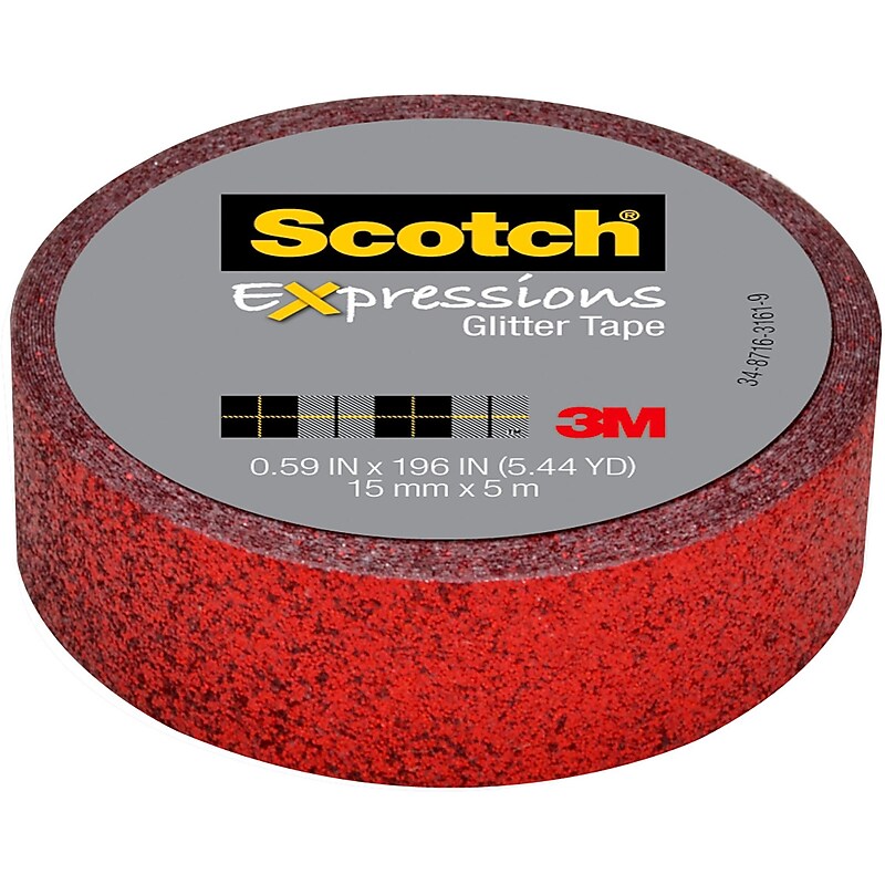 Scotch Expressions Washi Tape, 0.59" x 5.44 yds., Red (C514-RED) image 1