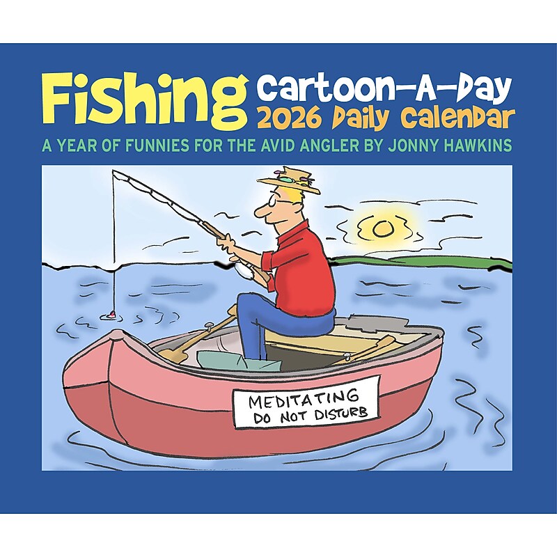 2026 Willow Creek Fishing Cartoon-A-Day by Jonny Hawkins 6.2" x 5.4" Day-to-Day Calendar (54161) image 1