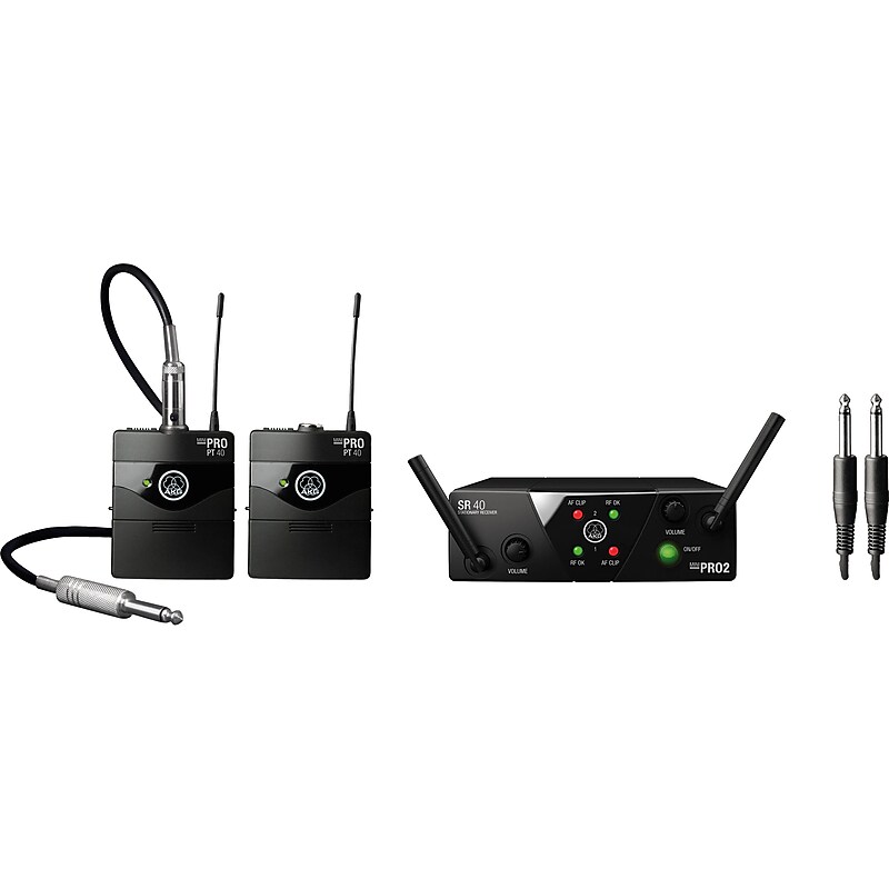 AKG WMS40 Mini Dual Instrumental Set Wireless Microphone System, Black (3351H00060) image 1