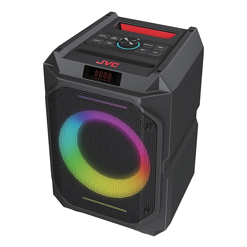 JVC Wireless Portable Bluetooth Party System Speaker with LED Lights and FM Radio, Black (SPPA200BT) image 1